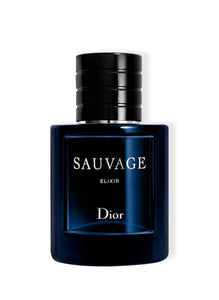 Dior Sauvage Elixir perfume bottle on a white background